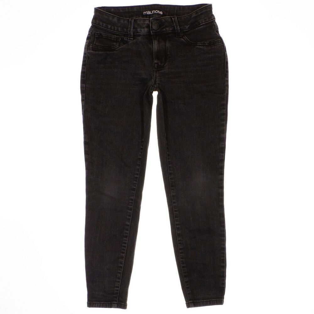 Maurices Jeans Womens Size S SHORT Capri Charcoal Dark Denim Stretch 26 x 24